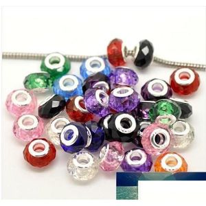 Glass 50Pcs Random Mixed Crystal Beads Stamped 925 Sterling Sier Core Fit European Charms Bracelet 14X9Mm Jewelry Making Fac Dhgarden Dhxla