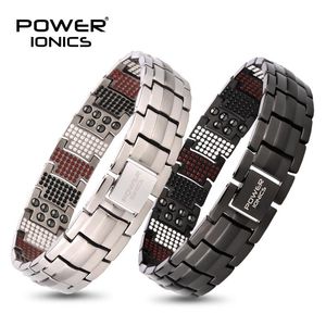 Bangle Power Ionics 4in1 100% Titanium Mens Anion FIR Magnetic Germanium Blood Pressure Accessory Charm Bracelet Jewelry Gifts W/ Tool