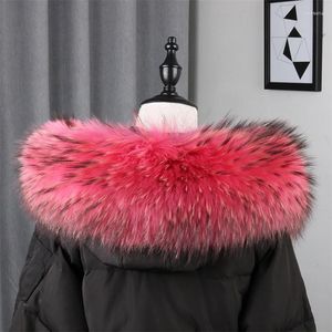 Scarves Genuine Natural Real Raccoon Fur Collar Winter Women Coat Hooded Large Warm Shawl Wrap Cape