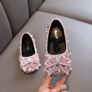 Sneakers Ainyfu Spring Girls Bow Buty Buty Kids Skórzowe mody dziecięce miękkie wygodne wydajność H791 230522