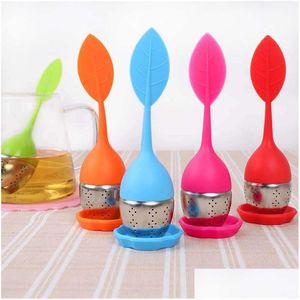 Coffee Tea Tools Sile Teas Infuser Creative Leaf Shape Stainless Steel Strainer Reusable Filter Diffuser Home Kitchen Tool Drop De Dh6Eb