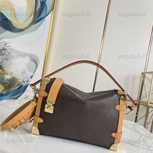 10a spegel kvalitetsdesigners små sidstamväskor kvinnor äkta läder handväska pochette svart präglad handväska lyxhandtag koppling crossbody axel rem låda väska