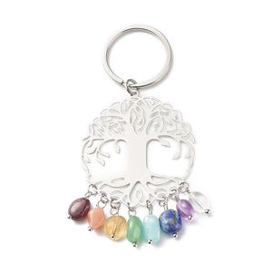 Keychains Lanyards Colorf Gem Keychain Pendant Natural Crystal Stone Keyring Fashion Accessories Key Chains Drop Delivery Dh0Rm
