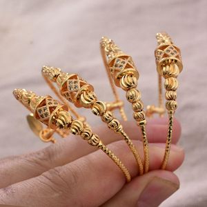 Bangle 24K 4pcs Boys Girls Ethnic Gold Color Dubai Bangles Lucky Bangles Bracelets Girl Dubai Bangles Child jewelry Gifts