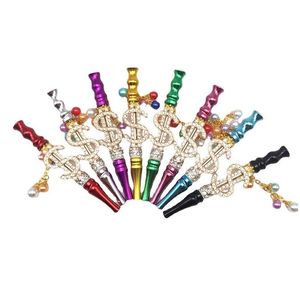 Smoking Pipes Portable Golden Dollar Pipe Detachable Diamond Cigarette Holder Fashion Tassel Household Accessories 115Mm Drop Delive Dhkxo