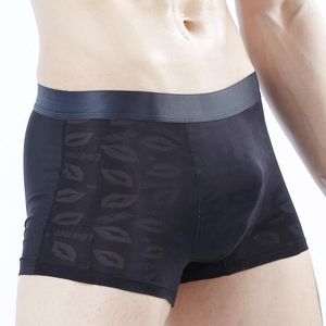 Unterhosen Marke 3 stücke Herren Boxer Unterwäsche Sexy Ultradünne Eis Seide Männer Boxershorts Transparent Mesh Homosexuell Männliche Höschen Dessous