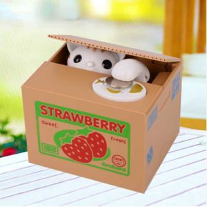 Decorative Objects Figurines Creative piggys bank steal money cat piggy banks panda coin box kids money automatic money Box MJ070301 G230523