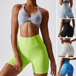 Kvinnors shorts kvinnor yoga hög elastisk smal passform sömlös jacquard vävning sportkläder damer träning korta byxor byxor träning slitage