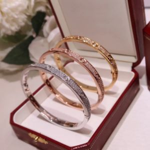 Au 18 K gold plated brass never fade official replica jewelry top quality luxury brand couple bangles love diamonds bangle classic style bracelet