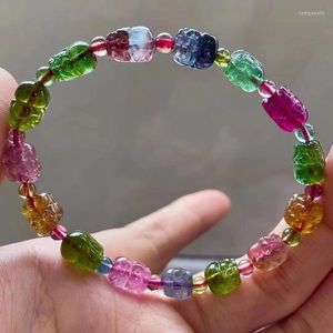 Strand Fino Bracelete de Pedra Naturais Turmalina Colorido Pulseiras PixiU Bracelets para Mulheres Garota Beldade Feng Shui Jóias