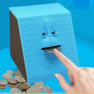 Dekoratif Nesneler Figürinler Yüz Piggy Bank İndüksiyon Yüzü Para Yedikte Hareket Eden Yüzü Piggy Bank Maymun Yüz Ağız Çocuk Hediyesi G230523