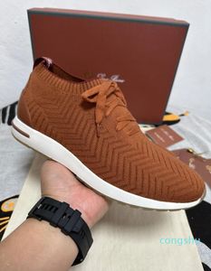 Lyxdesigner Mens Loro Walk Shoes Lace Up Blandade färger Woolen Knitting LP Shoe Jogging Sneakers Man 45 46