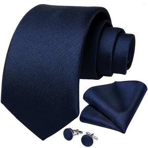 Papillon Classic Blue Solid Silk For Men 8cm Wedding Formal Business Accessori Cravatta in poliestere Pocket Square Gift Drop