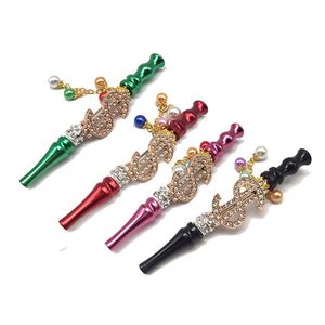 Smoking Pipes Creative Dollar Pipe Fashion Tassel Diamond Cigarette Holder Detachable Straight Household Accessories 115Mm Drop Deli Dhr01