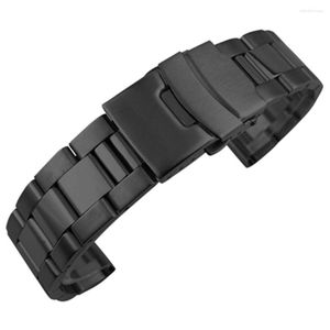 Watch Bands 3 Pointer Stainless Steel Watchband 18mm 20mm 22mm 24mm 26mm 28mm Matte Deployment Buckle Replacement Bracelet Band Strap