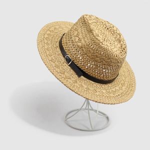 Wide Brim Hats Vintage Straw Hat Summer Beach Sunshade British Jazz Hollow Cap For Men Women Classic Cowboy Wholesale