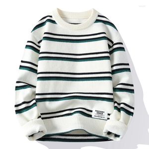 Men's Sweaters Men Striped Autumn Winter Men's Pullovers Harajuku Streetwear Tate Landon Thick Warm Sweater