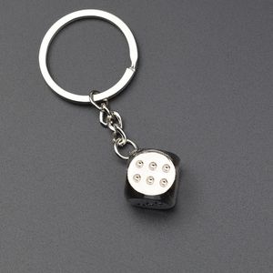 Trendy Women Men Entertainment Mahjong Dice Keychain Cute Solid Geometry Model Toy Keyring Metal Square Pendant Auto Key Charms