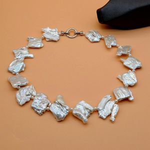 Halsband sexiga pärlhalsband vita naturliga pärlor starka glans korta halsband riktiga barock pärlor överdrivna kvinnors halsband