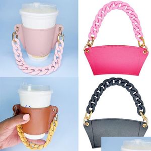 Party Favor Acrylic Chain Cup Er Portable Leather Insated Milk Tea Protector Drop Delivery Home Garden Festive Supplies Event Dh3Wo