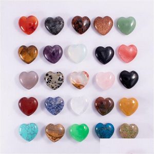 Party Favor Natural Crystal Stone Heart Shaped Gemstone Ornament Yoga Healing Crafts Decoration 25mm DHS Drop Delivery Home Garden DHVTO