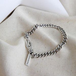 Länk armband mode engelska bokstav tag thailändskt silver armband pläterat par för kvinnliga män smycken färg