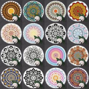 Bohemian Mandala Beach Towel Tapestry Beach Throw Large Round Beach Towel Picnic Blanket Mat Pool Tapestry Decoration Yoga Mat 150cm Dia