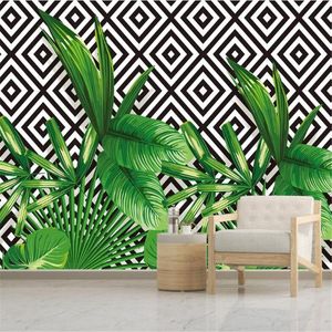 Bakgrundsbilder Milofi Custom Po Wall Paper Fresh Modern Minimalist tredimensionell växt Geometrisk mosaik TV-bakgrund Mural