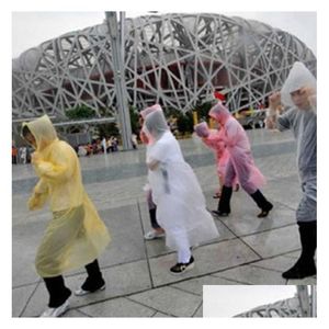 Raincoats Fashion Onetime Raincoat Disposable Pe Poncho Rainwear Travel Rain Wear Coat Drop Delivery Home Garden Household Sundries Dhxev