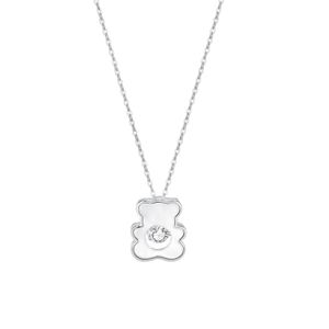 Necklaces 925 Sterling Necklace For Women Shiny Zircon Bear Pendant Korean Fashion Clavicle Chain Jewelry Holiday Gift