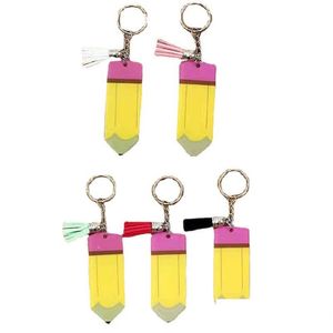 Nyckelringar Lanyards Personlig tom Tassel Keychain Creative Pencil Akryl Key Chain Teachers Day Gift Diy Keyring Drop Deliver Dhqle