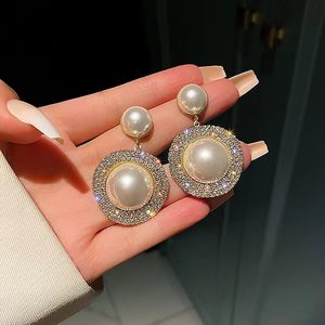 Fashion Geometric Metal Pearl Pendant Drop Earrings For Woman 2023 Gothic Girl's Elegant Jewelry Wedding Set Accessories