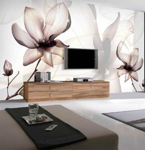 Benutzerdefinierte 3D-Tapete, moderne Kunst, transparente Lotusblumen, Rauchpo-Wandbild, Wohnzimmer, Esszimmer, einfache Heimdekoration, Fresco9175654