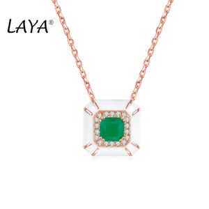 Colares Laya 925 prata esterlina moda criada cristal vidro brilhante zircão artesanal esmalte colar conjunto para mulheres jóias de casamento