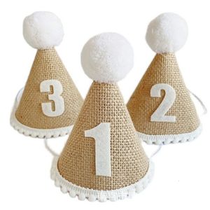 Party Hats 13x9cm Birthday Hat For Little Baby 1 2 3 Year Boy Girl Decorations 230522