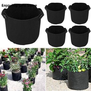 Planters & Pots 5PCS Black Garden Plant Grow Bag Vegetable Flower Pot Planter DIY Potato Washable And Reusable