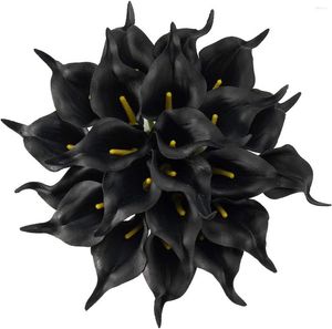 Decorative Flowers 22pcs 13.4 Inch Black Lataex Real Touch Artificial Calla Lily For Home Decor Spring