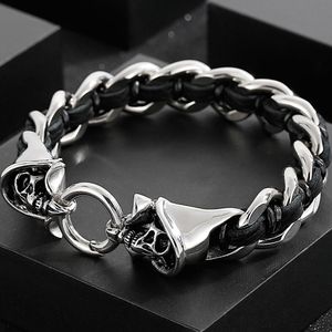 Bracelets Gothic Bracelet Skull Head Wristbands Male Boys Big Size 24CM 9.4" Leatherman Bracelet Mens Jewellery Hand Accessories Wholesale