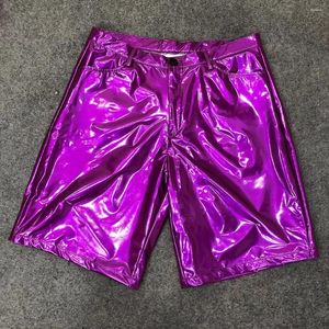 Men's Shorts Thoshine Brand Summer Men Latex Loose Fashion PVC Leather Shiny Nightclub Party Hip-Hop Dance Knee Length