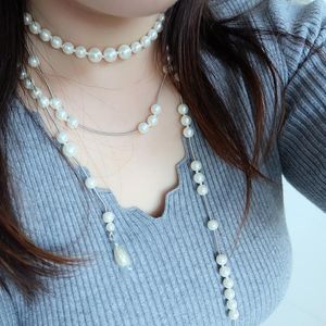 Necklaces XIAOJINGLING Tasssels Pearl Beads Water Drop Choker 3Layers Crystal 3D Saturn Charms Necklace Wedding Bridal Party Jewelry W0611