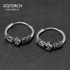 Huggie 20mm 925 Sterling Gümüş Hoop Küpeler Antik Çember Küpeler String Ball Brincos Döngü Küpeleri Kadın Mücevherleri Oorbellen