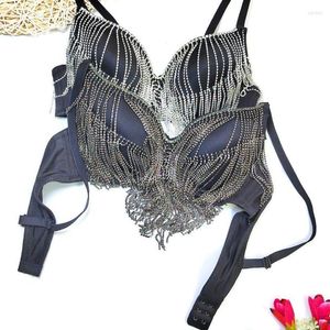 Kvinnors tankar sexiga diamantpärlor Tassel Bustier Bra kvinnor Super Short Backless Cropped Top Stage Camisole Nightclub Party Tank Tops Y3881