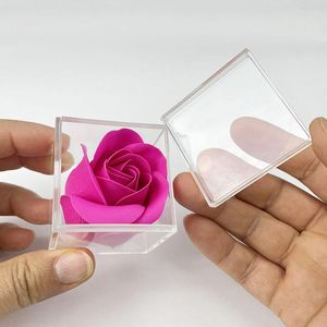 Decorative Flowers Acrylic Box Soap Rose Gift Wedding Favors And Gifts Packaging Party Bag Christmas Valentines Day 18pcs/box