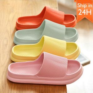 Slippers Thick Platform Bathroom Home Women Men Soft Sole Eva Indoor Slides Female Sandals 2023 Summer Non-Slip