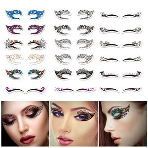 Tatuagens temporárias 20 pares Tattoo de olho Adesivos de tatuagem de olho de olho de sombra de sombra descartável Eyeliner Eyeliner Stare Up Start para o Cosplay de Partidos de Halloween 230522