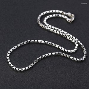 Catene Real 925 Sterling Silver 4mm Box Link Chain Vajra Clasp Collana 17.7