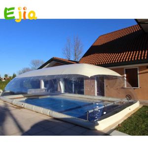 Utomhusanpassad tydlig uppblåsbar poolkupol med täckt tak Uppblåsbar pooltäckningsfabrik