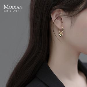 Earrings Modian 925 Sterling Silver Romantic Hearts Drop Earrings Classic Wedding Gold Color Dangle Earring For Women Fine Jewelyr Gifts