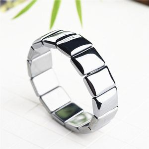 Bracelets Men Women Natural Terahertz Bracelet Cosmetology Energy Stone Bangle Lady Flat Glossy Single Lap Hand Row