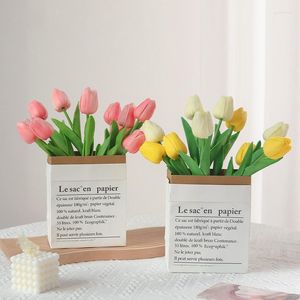 Decorative Flowers Ins Simulation Tulip Feel Moisturizing Artificial Flower Shooting Props Home Furnishings Plant Fake Table Ornaments